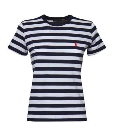 Polo Ralph Lauren Horizontal-stripe Logo-embroidered T-shirt In Neutral