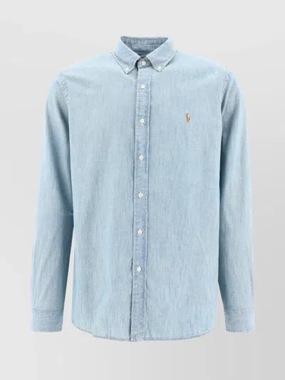 Polo Ralph Lauren Men Light Blue Logo Embroidered Shirt, Xl Luxury Shirts For Men Darveys