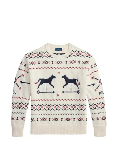 Polo Ralph Lauren Horse Intarsia Sweater In Multi