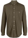 Polo Ralph Lauren Button-down Collar Logo-embroidered Featherweight Mesh Shirt In Green
