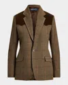 Polo Ralph Lauren Houndstooth Merino Wool Tweed Blazer In Brown