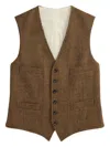 Polo Ralph Lauren Mens Multi Check V-neck Wool Waist Coat In Brown