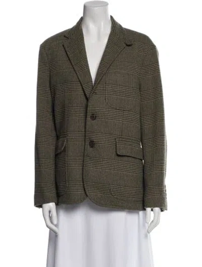 Pre-owned Polo Ralph Lauren Houndstooth Print Blazer In Green