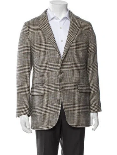 Pre-owned Polo Ralph Lauren Houndstooth Print Blazer In Neutral