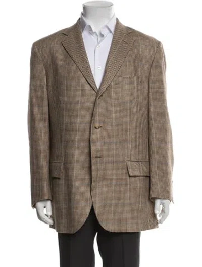 Pre-owned Polo Ralph Lauren Houndstooth Print Blazer In Neutral