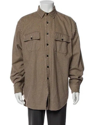 Pre-owned Polo Ralph Lauren Houndstooth Print Moto Jacket In Brown