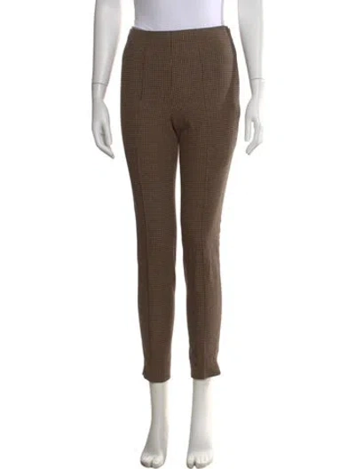 Pre-owned Polo Ralph Lauren Houndstooth Print Straight Leg Pants In Brown