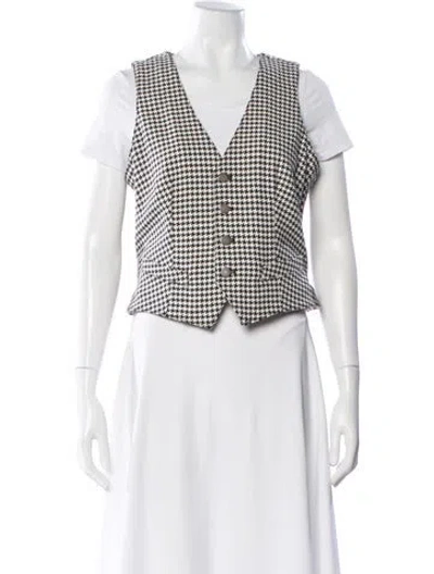 Pre-owned Polo Ralph Lauren Houndstooth Print Vest In Black
