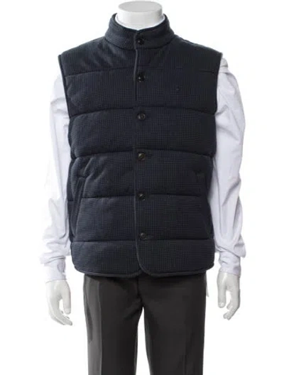 Pre-owned Polo Ralph Lauren Houndstooth Print Vest In Blue