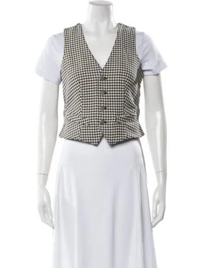 Pre-owned Polo Ralph Lauren Houndstooth Print Vest In White