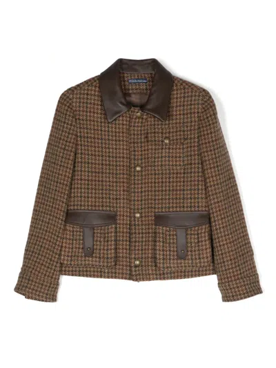 Polo Ralph Lauren Kids' Houndstooth Shirt Jacket In Brown