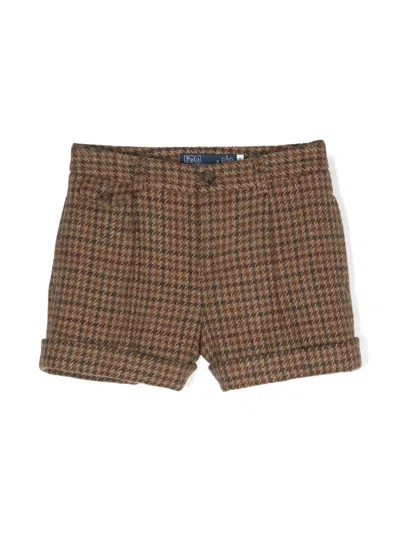 Polo Ralph Lauren Kids' Houndstooth Wool Shorts In Brown