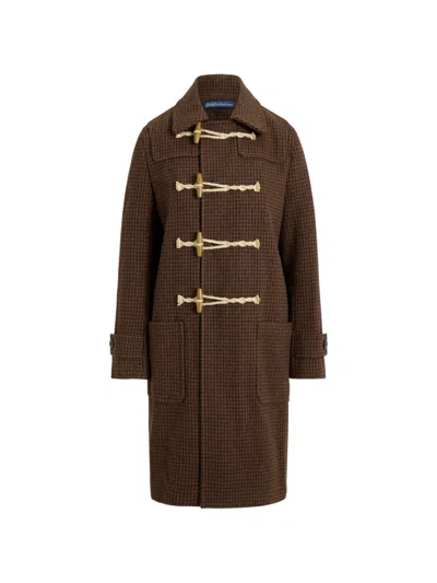 Polo Ralph Lauren Houndstooth Wool Toggle Coat In Brown
