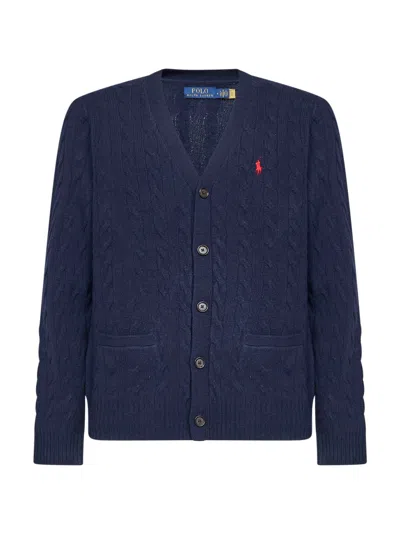 Polo Ralph Lauren Hunter Navy Cable-knit Wool And Cashmere Cardigan In Blue