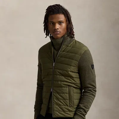 Polo Ralph Lauren Hybrid Full-zip Mockneck Sweater In Cargo Olive Heather