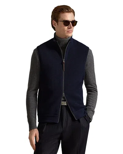 Polo Ralph Lauren Hybrid Full-zip Sweater Vest In Blue