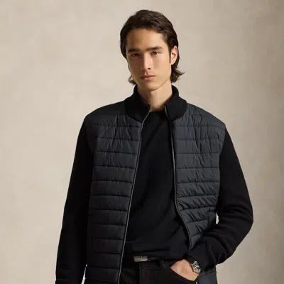 Polo Ralph Lauren Hybrid Full-zip Mockneck Sweater In Black Combo