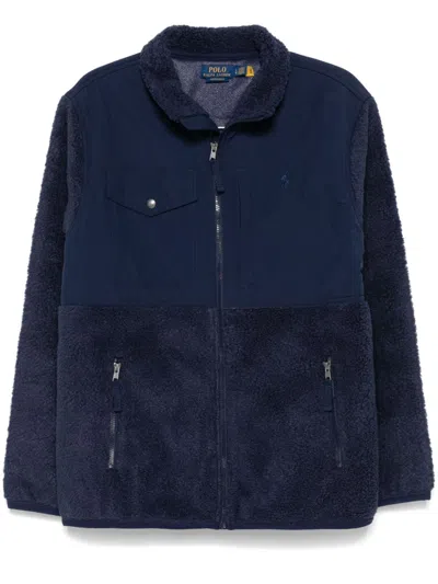 Polo Ralph Lauren Hybrid Fleece Jacket With Stretch Borders In Burgundy