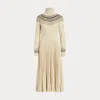 Polo Ralph Lauren Hybrid Jumper-pleated Roll Neck Dress In Natural