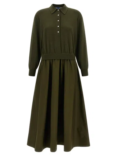 Polo Ralph Lauren Hybrid Knit-and-woven A-line Dress In Green