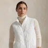 Polo Ralph Lauren Hybrid Quilted-panel Sleeveless Zip Vest In Ceramic White