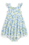 Polo Ralph Lauren Baby Floral Flutter-sleeve Dress In Mini Hydrangea