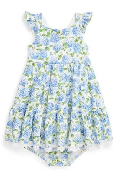 POLO RALPH LAUREN RALPH LAUREN HYDRANGEA PRINT COTTON OXFORD TIERED SUNDRESS & BLOOMERS