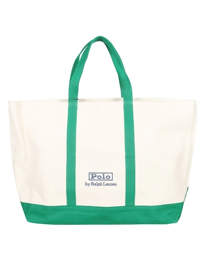 Polo Ralph Lauren Icon Large Tote Bag In Hillside Green/ Cream