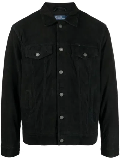 Polo Ralph Lauren Icon Suede Trucker Jacket In Blue