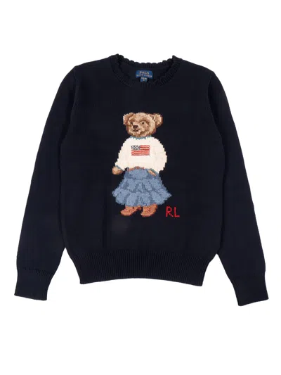 Polo Ralph Lauren Iconic Bear-tops-sweater In Blue