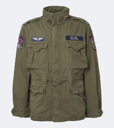 Polo Ralph Lauren Olive Green Cotton Parka With Multi-pocket Design And Adjustable Features