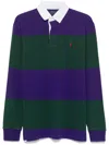 Polo Ralph Lauren Striped Long Sleeve Rugby Shirt With Buttoned Collar In Purple