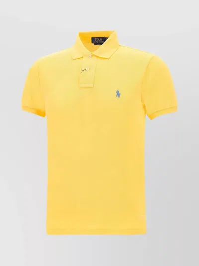 Polo Ralph Lauren "iconic" Slim Fit Piquet Cotton Polo In Yellow