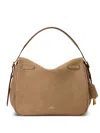 Polo Ralph Lauren Id Suede Satchel Bag In Brown
