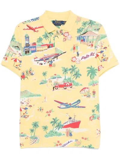 Polo Ralph Lauren Illustration-print Polo Shirt In Yellow