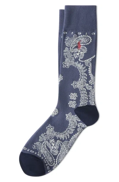 Polo Ralph Lauren Indigo Bandana Crew Socks In Blue
