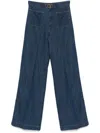 Polo Ralph Lauren Indigo Blue Wide-leg Jeans With Belted Waist In Green