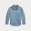 Polo Ralph Lauren Indigo Cotton Chambray Shirt In Medium Blue Wash