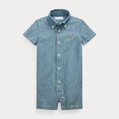 Polo Ralph Lauren Babies' Indigo Cotton Chambray Shortall In Quincy Wash
