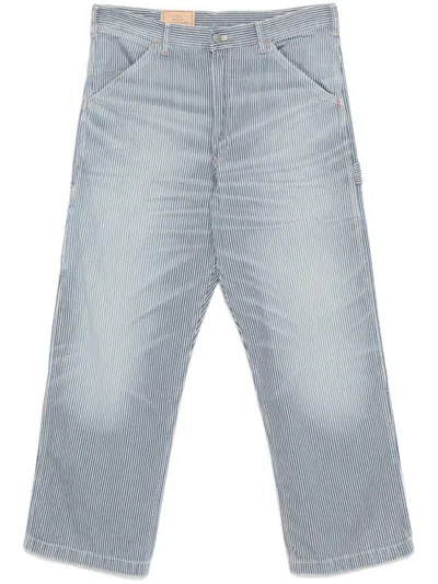 Polo Ralph Lauren Indigo Striped Dungaree-fit Trousers In Cotton Twill