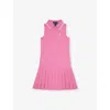 Polo Ralph Lauren Pleated Stretch Mesh Polo Dress In Pink
