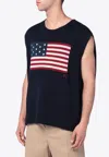 Polo Ralph Lauren Oversized Flag Motif Sleeveless Vest In Blue