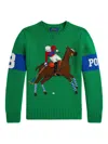 Polo Ralph Lauren Intarsia-knit Equestrian-motif Sweater In Green