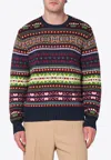 Polo Ralph Lauren Multicolored Crew Neck Sweater With Intarsia In Multi
