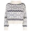 Polo Ralph Lauren Geometric-jacquard High-neck Wool-blend Sweater In Beige
