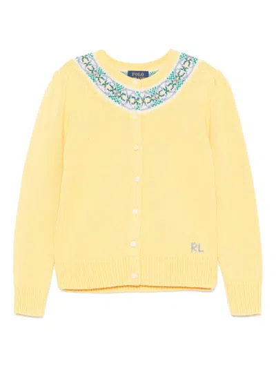 Polo Ralph Lauren Kids' Intarsia-pattern Cardigan In Yellow