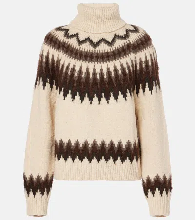 POLO RALPH LAUREN INTARSIA WOOL-BLEND TURTLENECK SWEATER