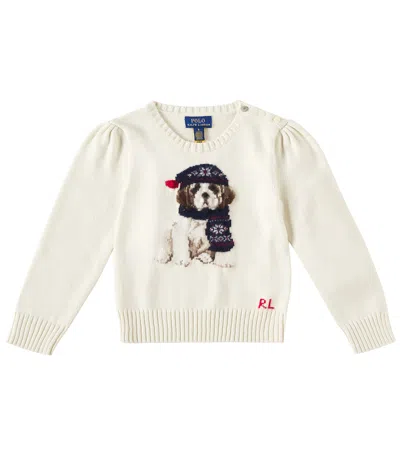 Polo Ralph Lauren Kids' Toddler And Little Girls Dog Crewneck Sweatshirt In White