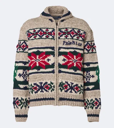 Polo Ralph Lauren Intarsia Wool Zip-up Cardigan In Multi