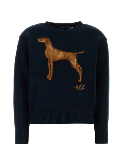 Polo Ralph Lauren Intarsia-knit Vizsla Cotton Sweater In Blue